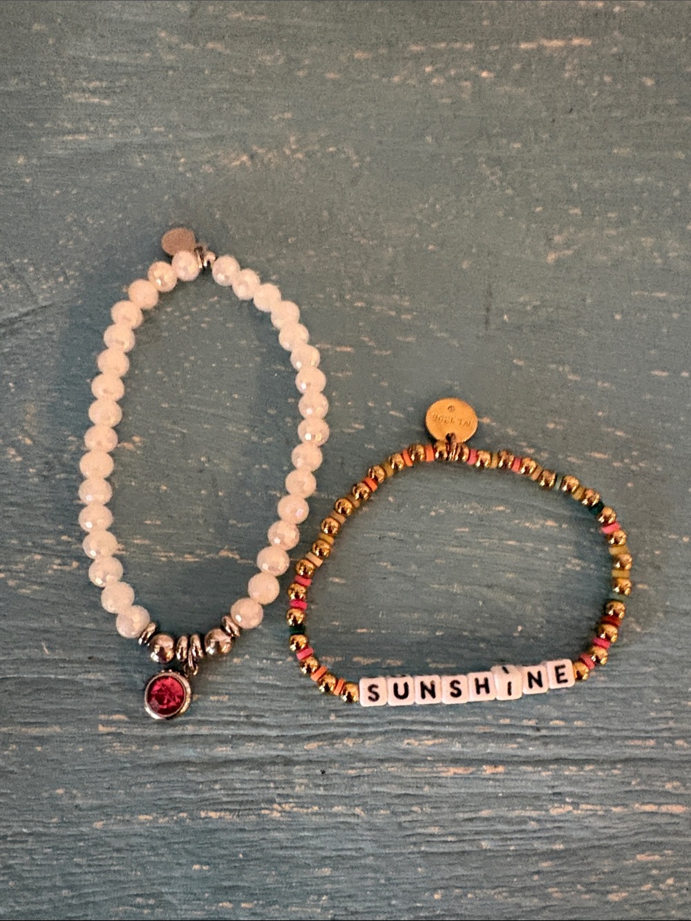 Little Words Project SUNSHINE stretch bracelet with free October birthstone bra